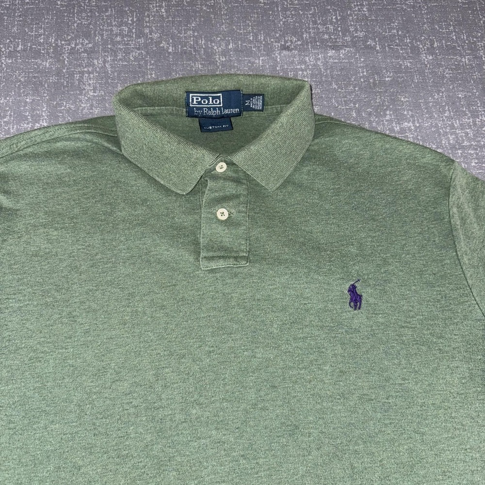 Polo By Ralph Lauren Polo Shirt Mens Medium Green Custom Fit Pony Logo Casual - Picture 3 of 9